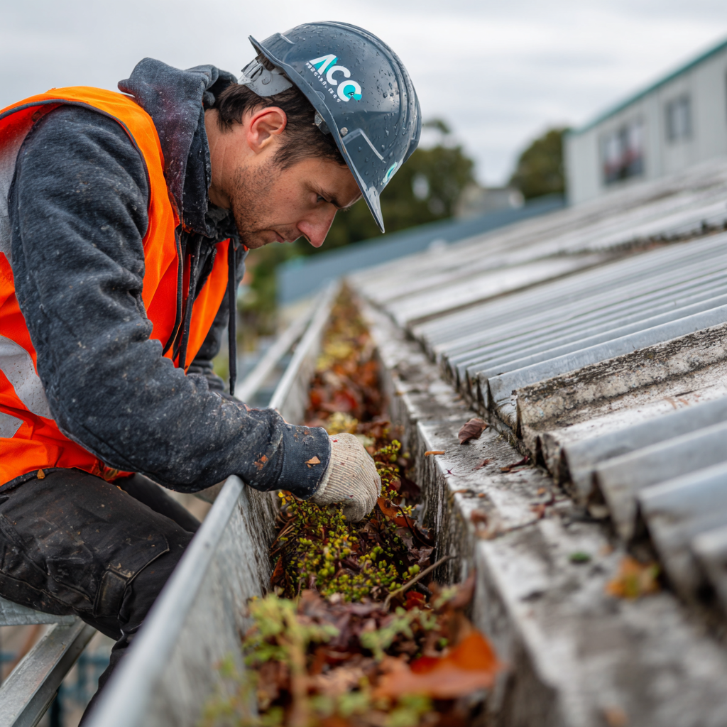 george cleaning gutters